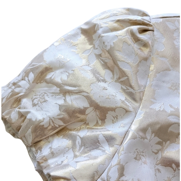 NWT J.Crew Gold Metallic Floral Jacquard Puff Sleeve Top - Picture 6 of 7